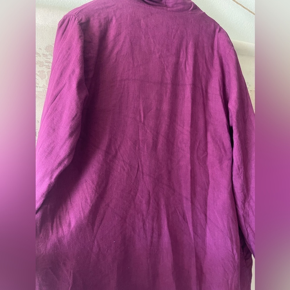 SAGA Alana Open-Front Shawl Cardigan Linen Size Large Purple - Picture 5 of 9